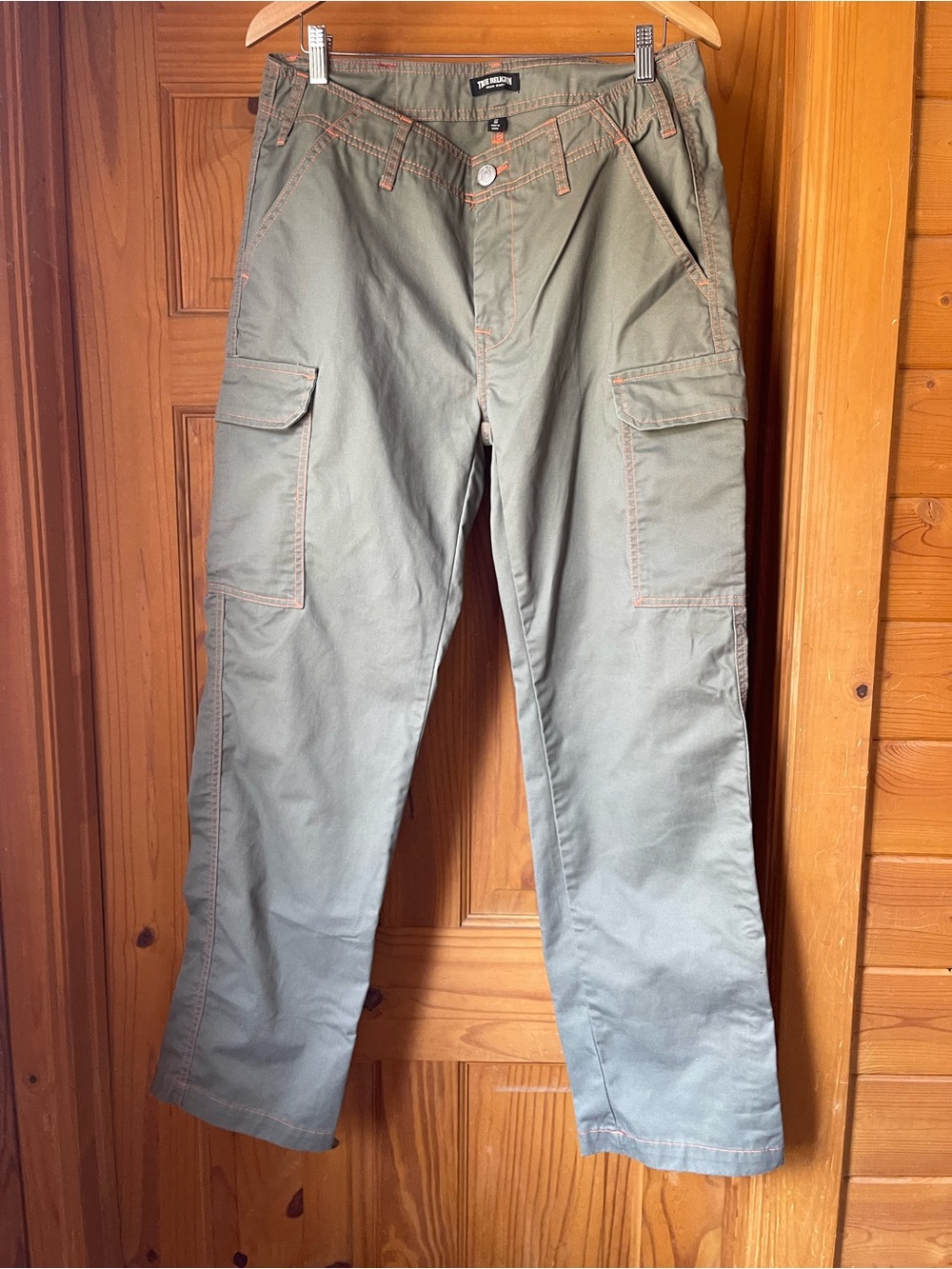 True Religion Men's Olive Green Cargo Pants